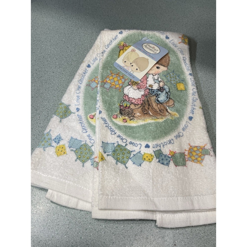 Precious Moments Vintage Dish Kitchen Towels 2004 Set of 2 With Tags Old Stock